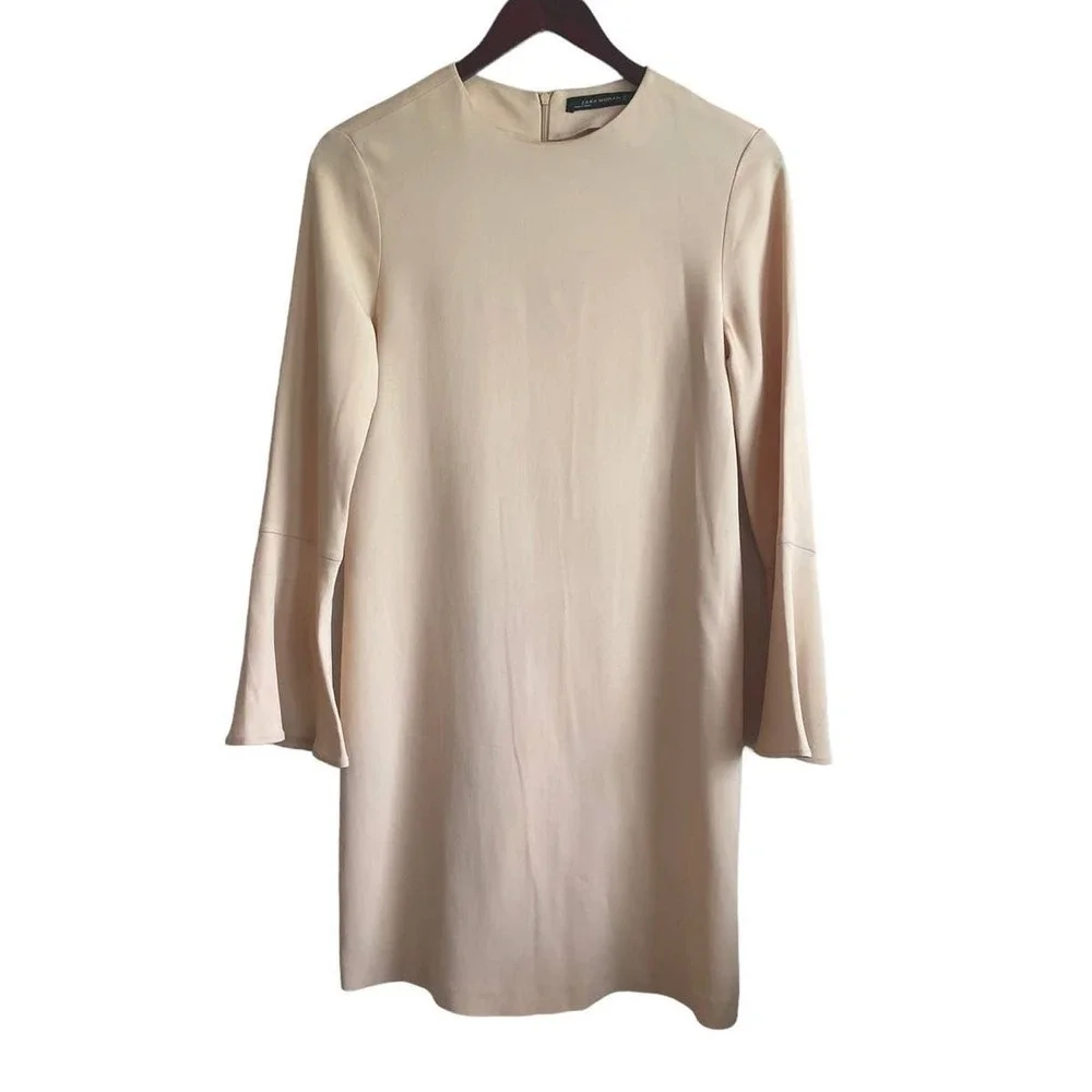 Zara Woman Shift Mini Dress XS Pastel Orange Mod Minimalist Soft Girl‎ Euro Chic
